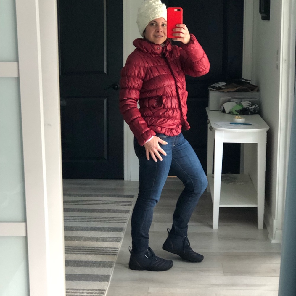 Beautiful Red Zip Button Mini Puffer Jacket - image 8